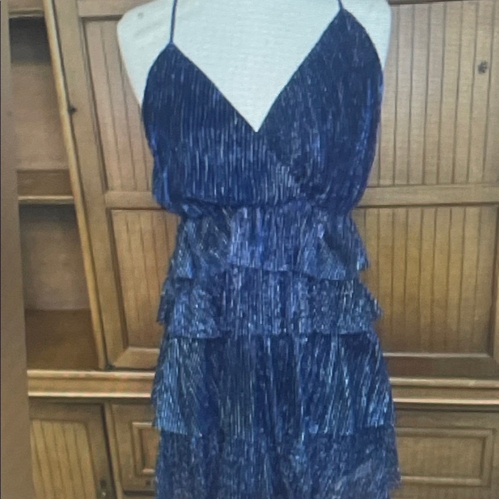 Lulu’s Metallic Pleated Mini Dress, NWT, Size Small